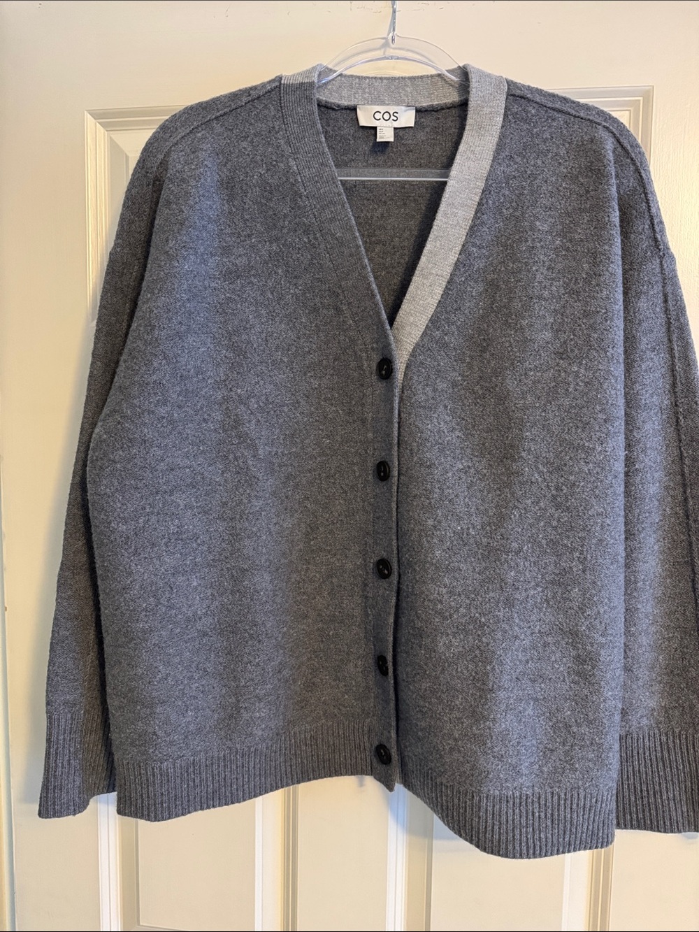 COS Womans  Dark Gray V-Neck Button Cardigan Wore once